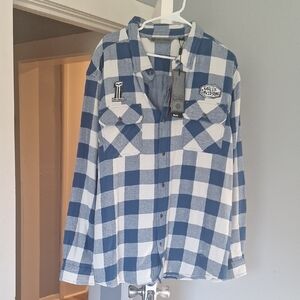 Harley-Davidson Blue and White Checkered Shirt